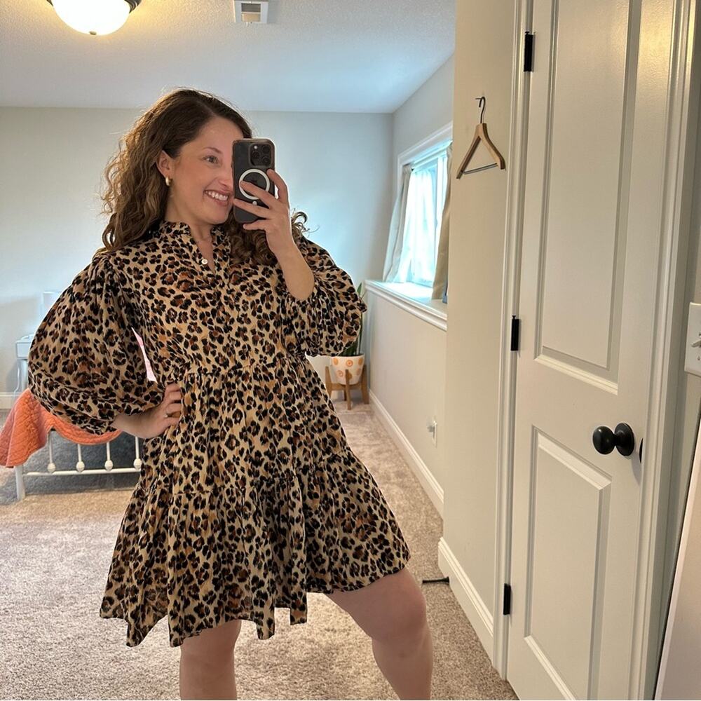 Tuckernuck Mille Resort & Travel Brown Leopard Cheetah Animal Mini Dress XS - Picture 4 of 12